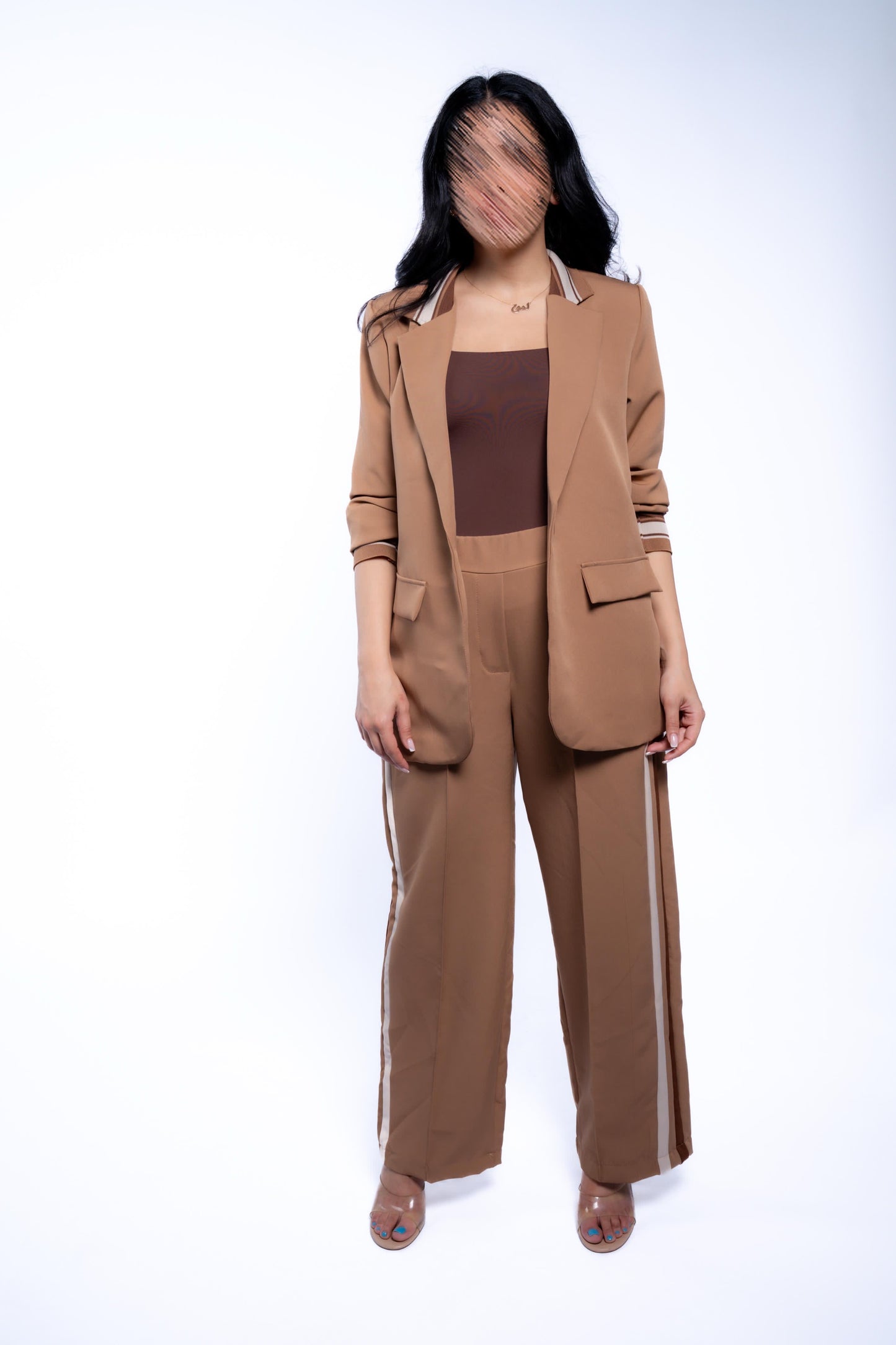 Casual beigeXbrown striped set 🤎