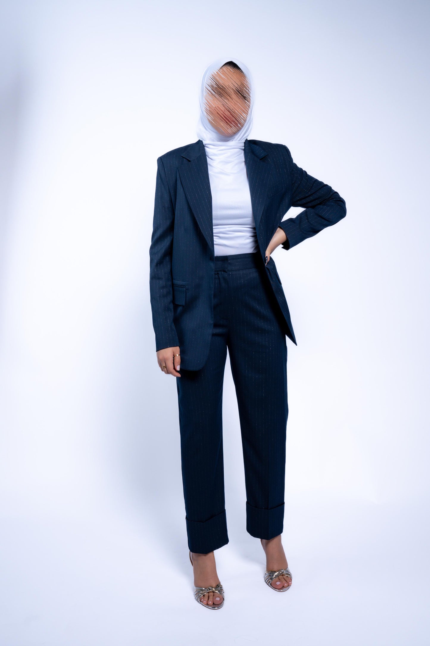 Glitter striped navy suit ✨