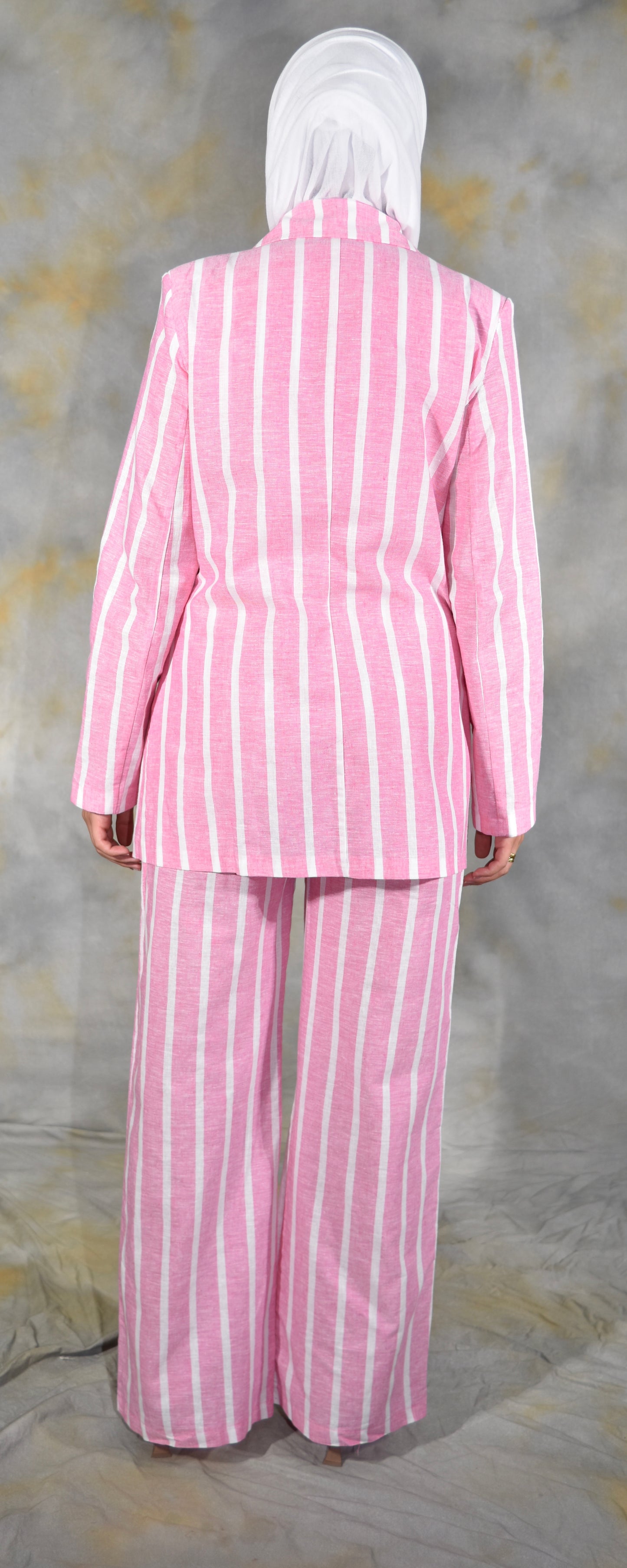 Summer Linen Striped suit in baby pink✨