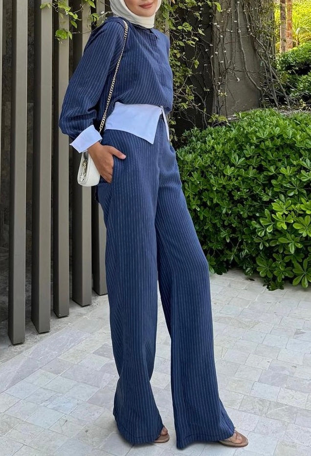 Navy striped casual set π