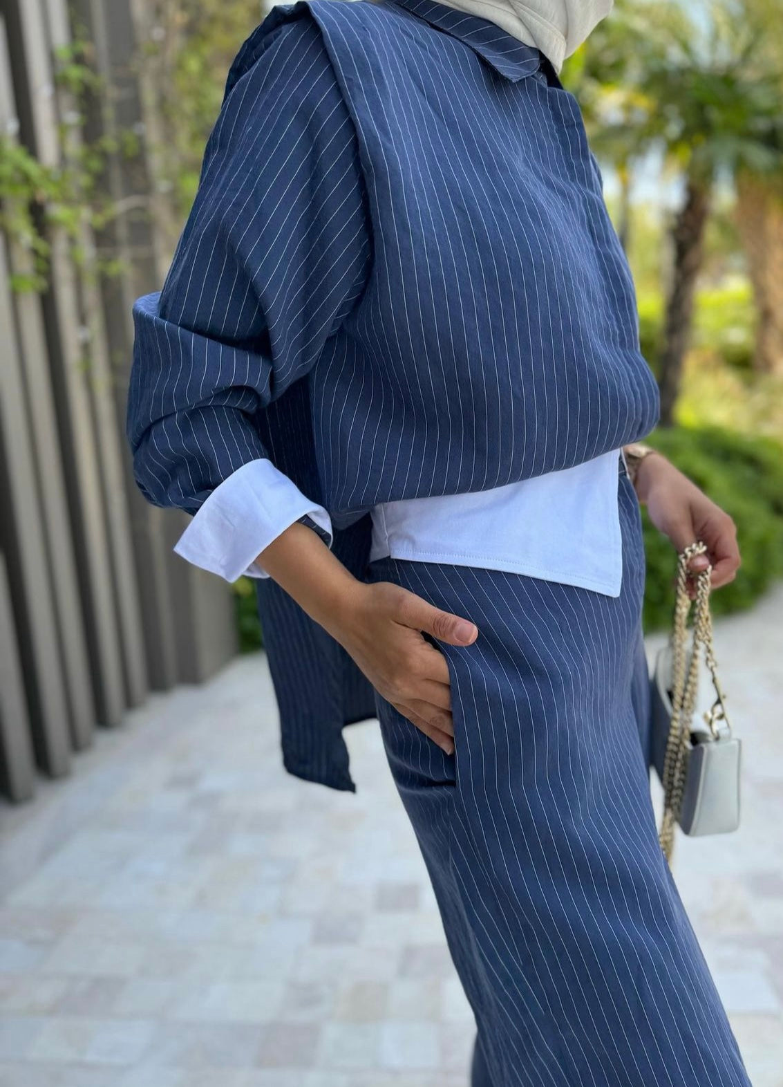 Navy striped casual set π