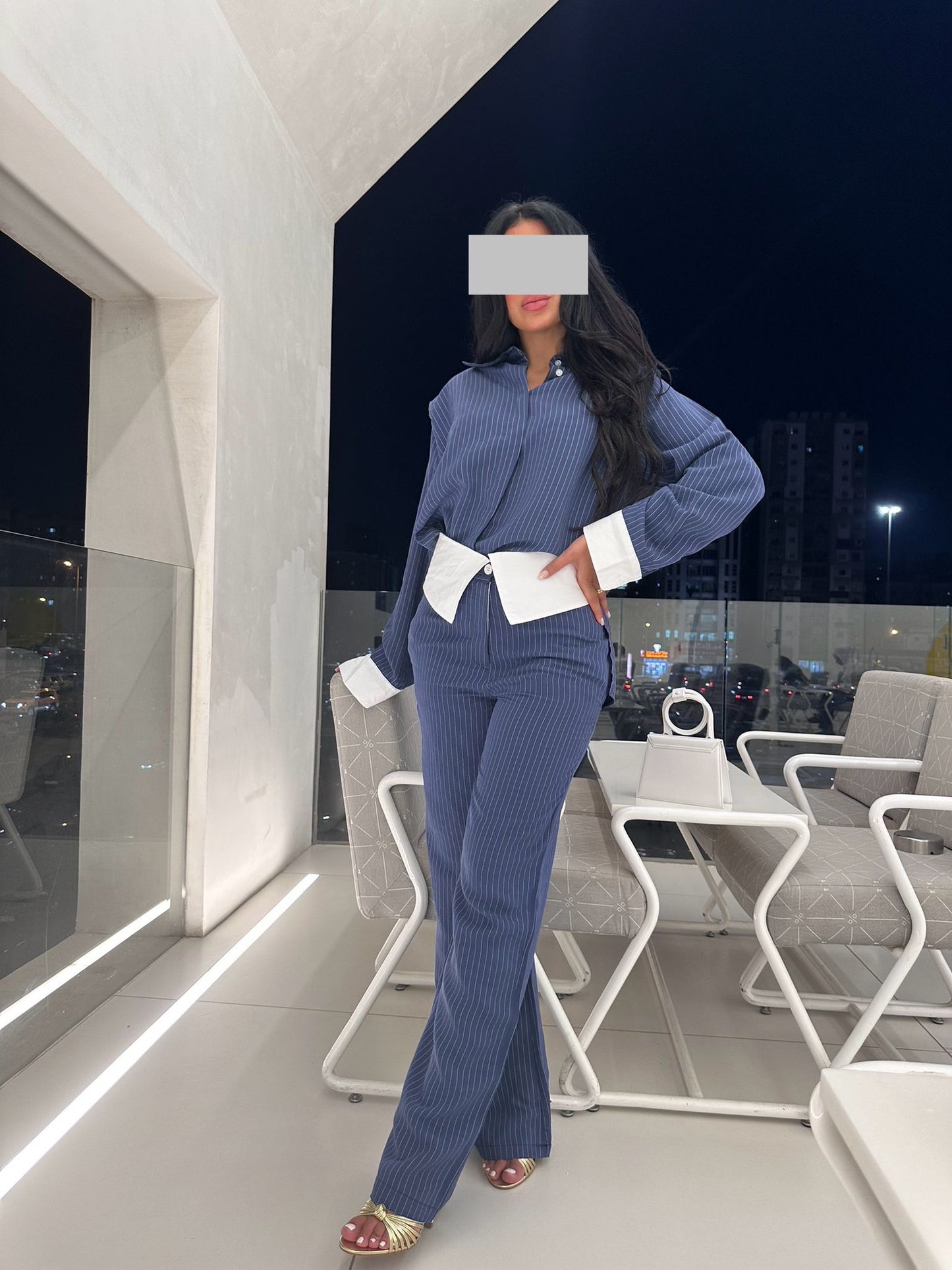 Navy striped casual set π