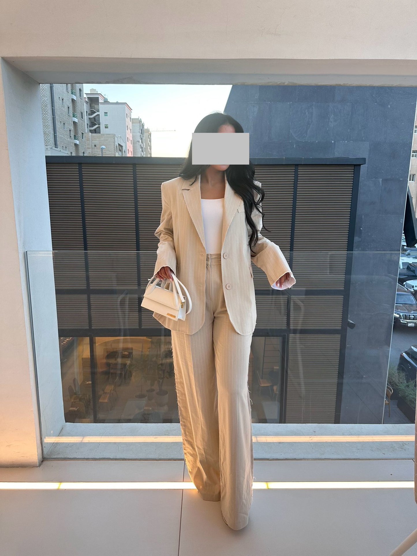 Trendy oversized striped suit 🤍