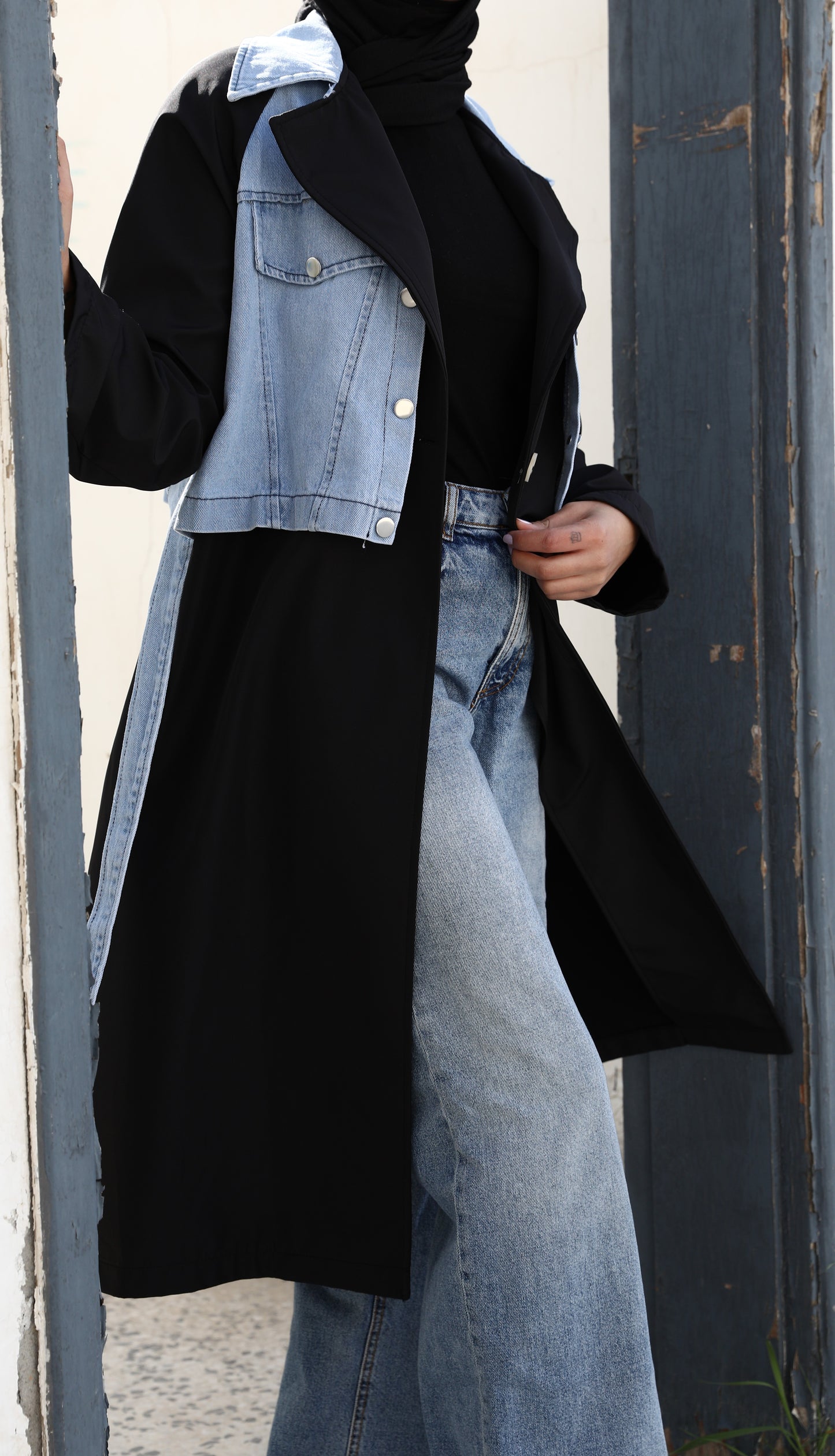 Black X Jeans Trench Coat 🖤